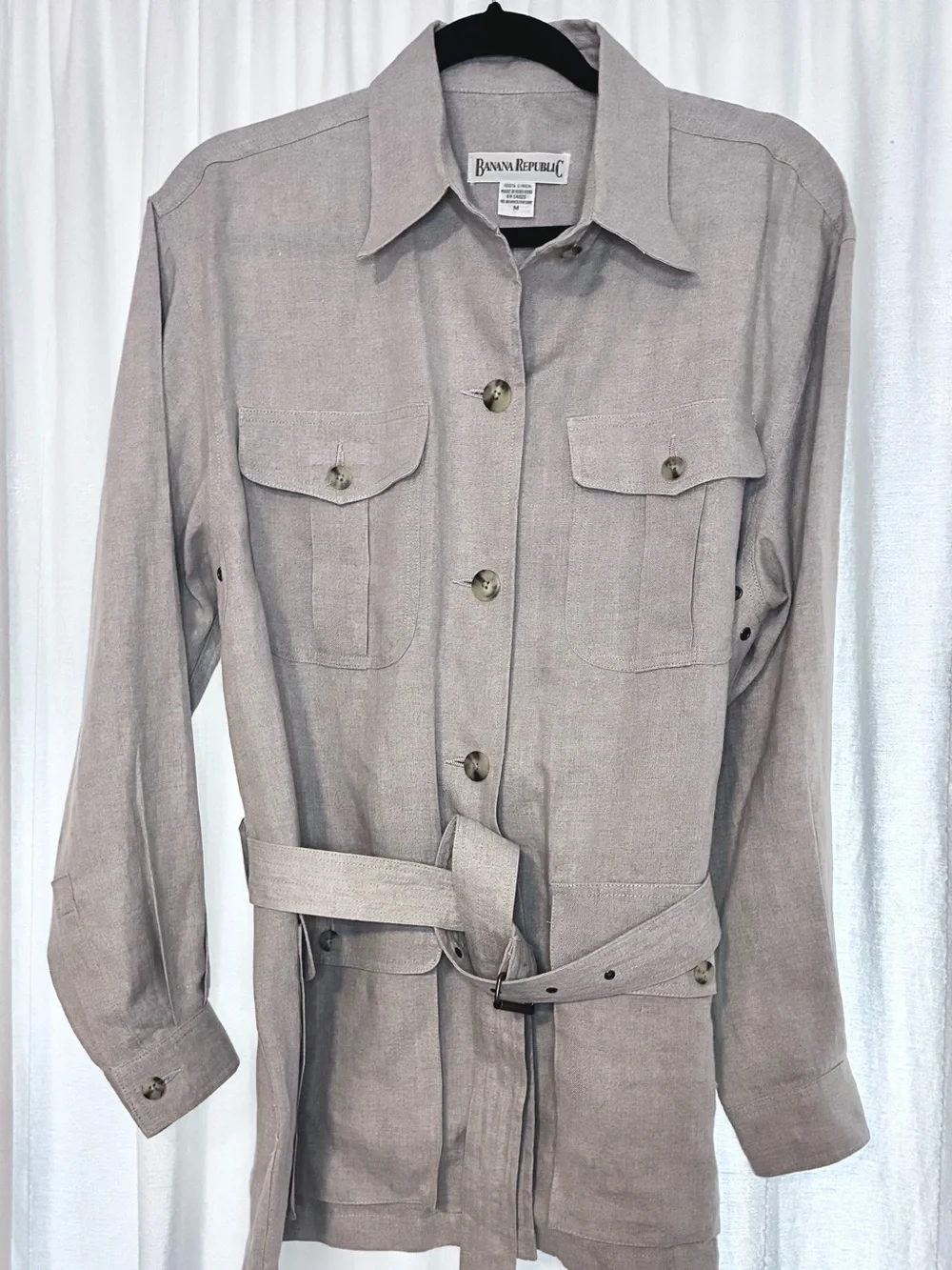 1990 Banana Republic Linen Safari Jacket Woman’s Size M Rare Gem (10290)